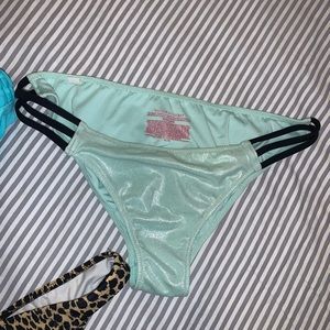 Victoria secret shiny blue bikini bottoms